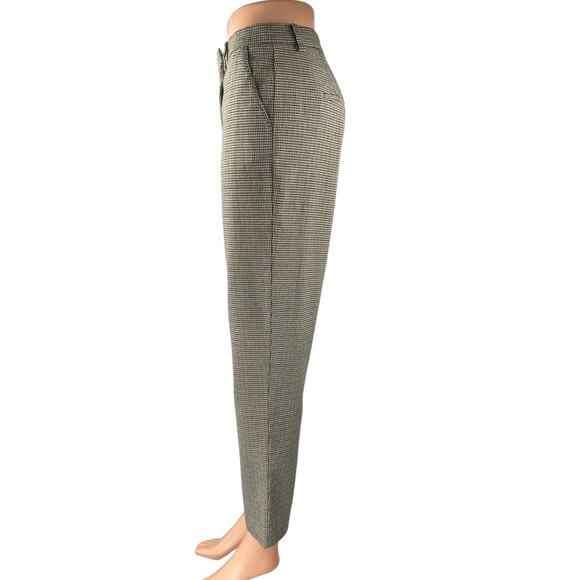 MNG Mango Womens Brown Tan Houndstooth High Waist Trousers Dress Pants Size 4 - Picture 2 of 4